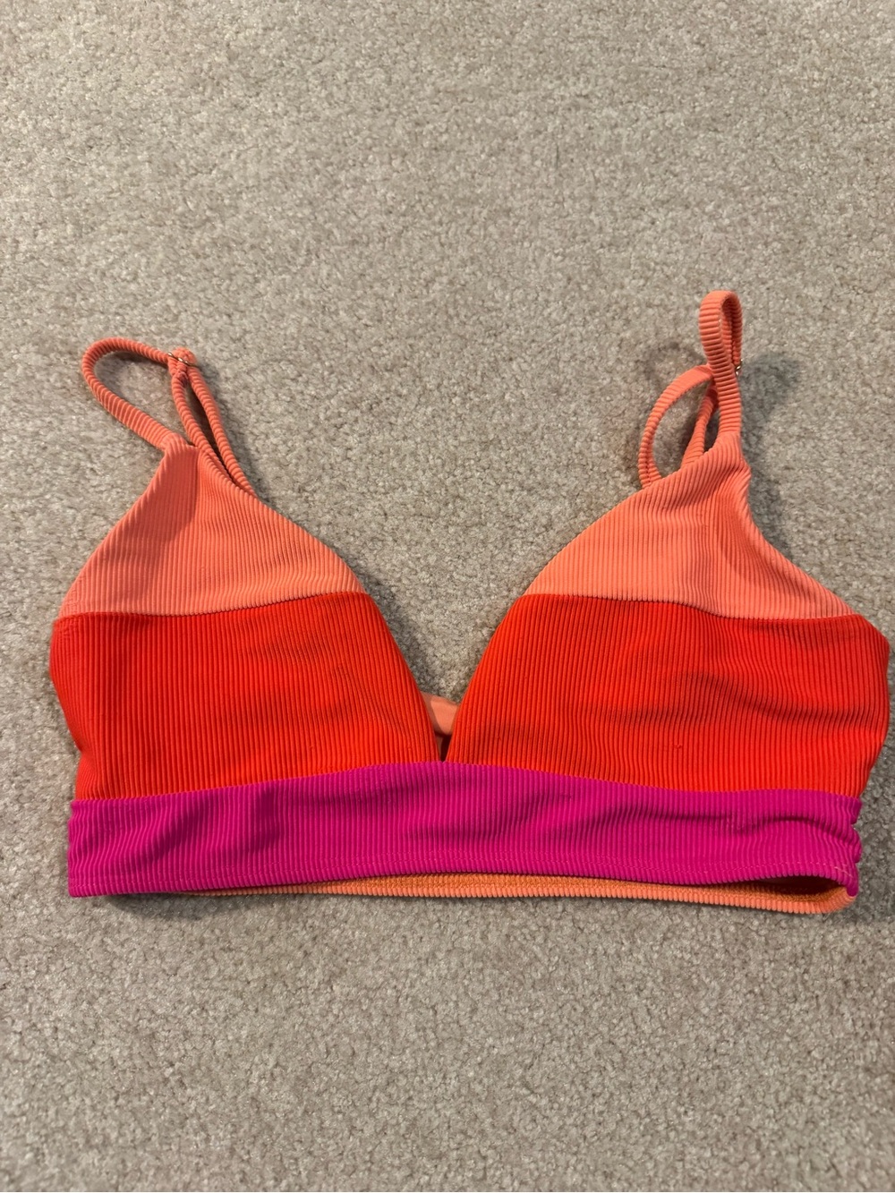 Beach Riot Ribbed Swim top - Coral, Red & Fuchsia